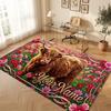Highland Cow Theme Soft Crystal Velvet Rug Custom Name & Text Print Non Slip Floor Rug for Bedroom Living Room