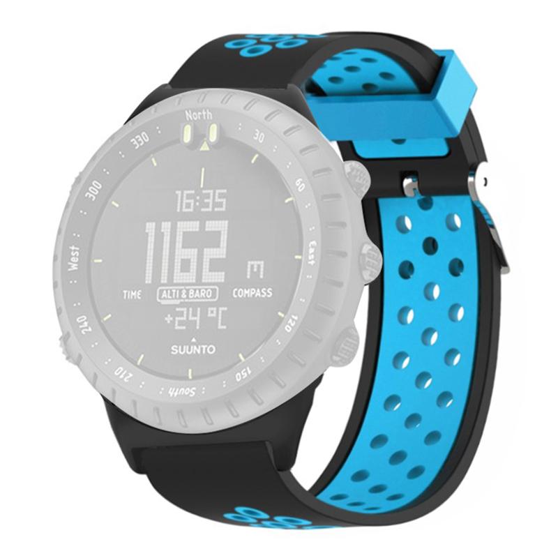 Для Suunto Core Силиконовые ремешки для часов Двухцветные Дышащие 22 мм Спортивные ремешки
