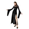 Темный готический костюм на Хэллоуин черное платье ведьма сексуальное кружево средневековое макси