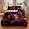 3Pcs Lion Amidst Floral Splendor Bedding Set Soft Fabric Duvet Cover Pillowcases Home Christmas Xmas Halloween Gift 1 Duvet Cover 2 Pillowcase G1130
