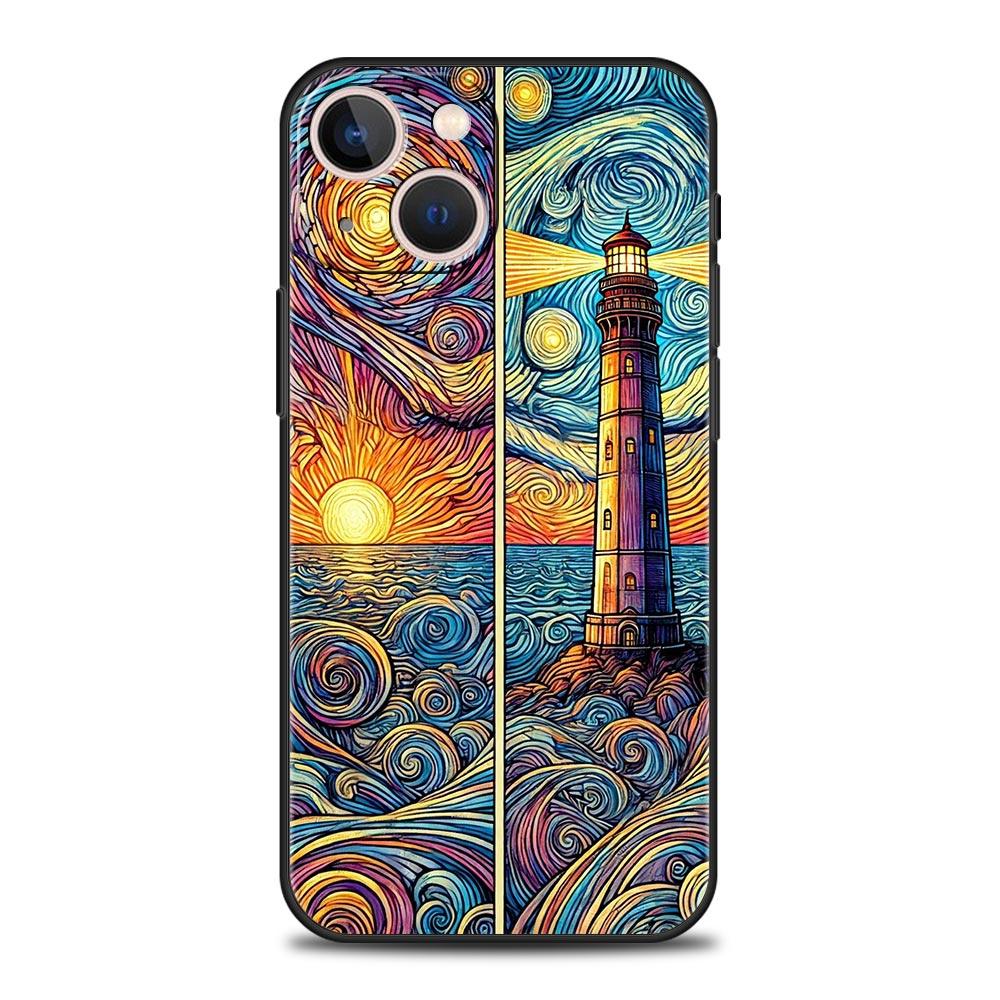 Красивый стеклянный чехол-крышка с изображением Солнца и Луны для iPhone 17 16 15 14 13 12 Pro Max 11 Pro Max 17 AIR Plus Ударопрочный мягкий ТПУ корпус