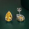 SACE GEMS Copper Alloy Zircon Pear Shaped Cut Water Drop Earrings Female Color Treasure Earrings Yellow Pink Earrings