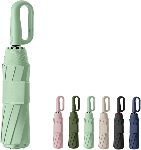 Automatic Folding Umbrella, Portable Rain Umbrella with Loop Buckle, Windproof & Waterproof Umbrella for Men & Women