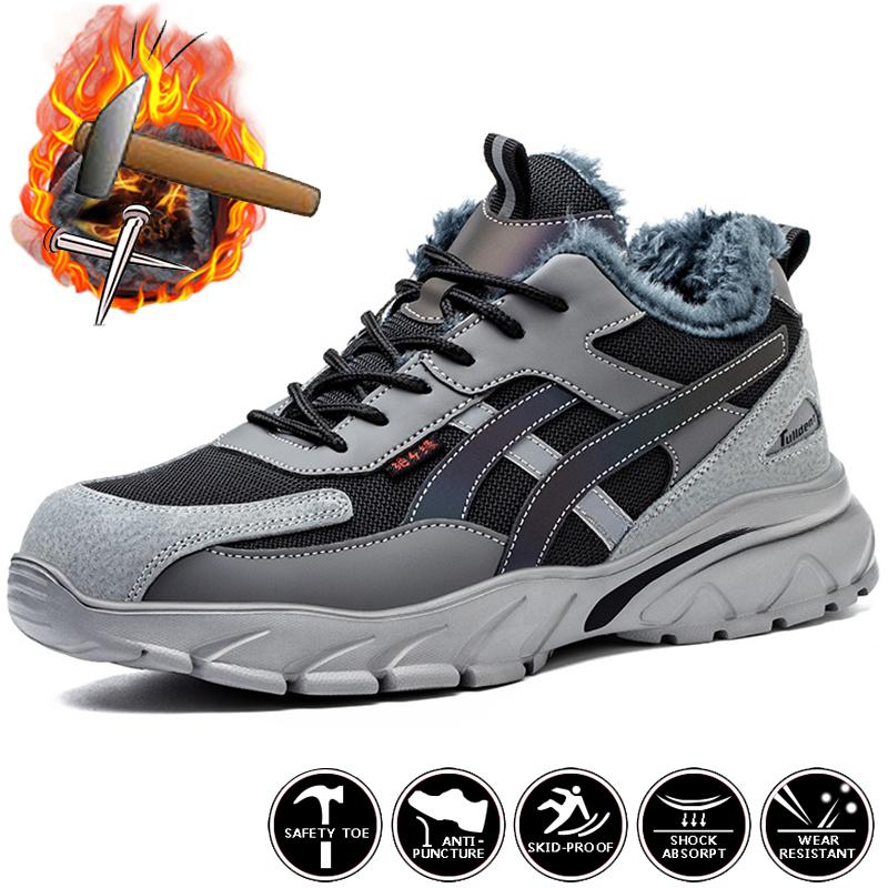 Work Sneakers Men Winter Safety Shoes Lightweight Anti-Smash Men Work Shoes Boots Women Protective Steel Toe Shoes Safety Boots