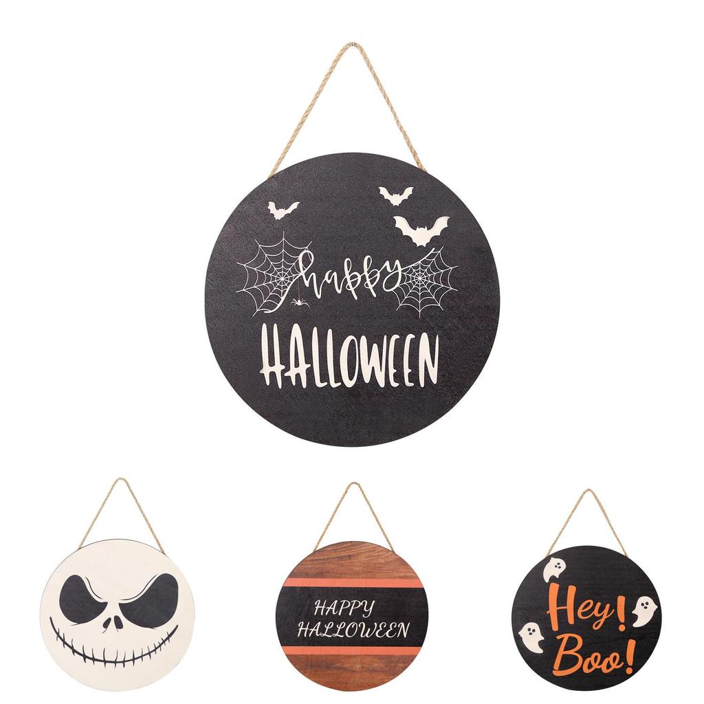 Charming Halloween Ghost Decoration Hanging Bat Wooden Sign For Party Decor