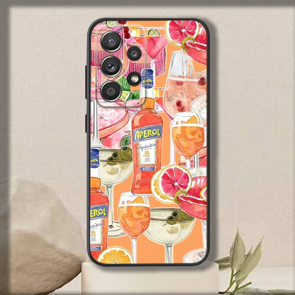 Арт чехол Aperol Spritz для Samsung S 25,24,23,22,30,21,10,9,Ultra,Plus,Lite,FE,4,5 G Мягкий черный чехол