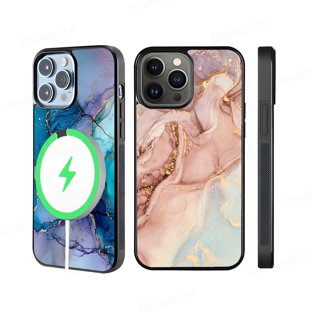 Marble Art Phone Case Magnetic Case For IPhone 16 14 13 12 11 15 Pro Max Plus For Magsafe Wireless Charge Cover