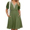 Urban Style Dress With Pockets And V Neck For Spring Casual Wear