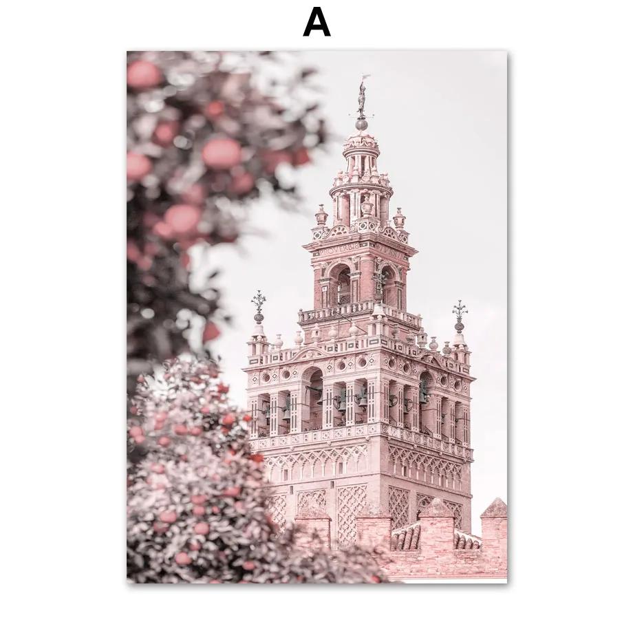 Paris Tower Church Retro Car Peony Wall Art Canvas Painting Nordic Poster Prints Living Room Home Decoration Landscape Painting