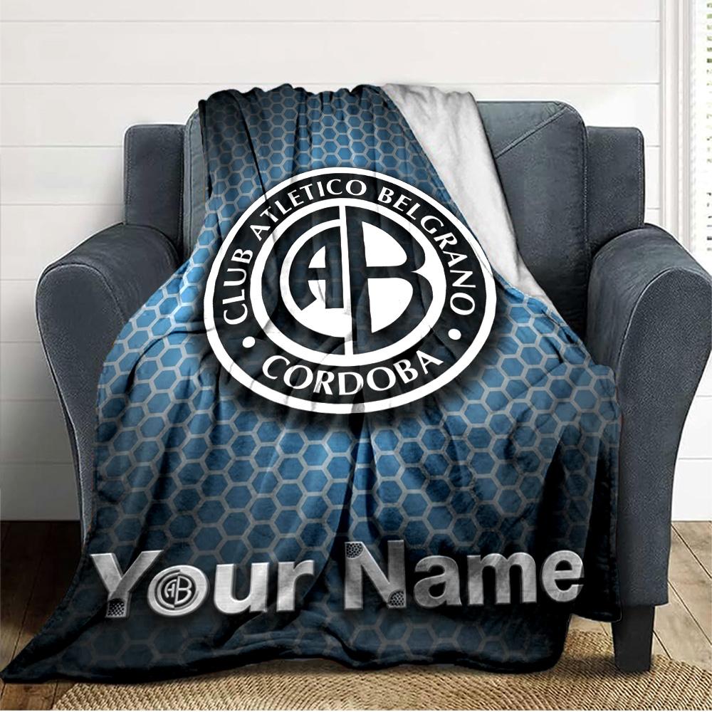 Name Custom CLUB ATLETICO BELGRANO Print Flannel Blanket High Quality Warm Comfortable Cover for All Seasons Perfect for Gifts Home Decor