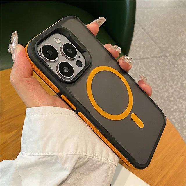 Для iPhone 17 Pro Max Для Magsafe Матовый Двухцветный Каркас Чехол для Телефона Для iPhone 17 16 12 13 14 15 Pro Max Защитный Магнитный Чехол