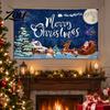Santa Claus Wall Backdrop Christmas Banner, 71x43 Inches Sleigh Reindeer Snowman for Winter Wonderland Large Festive Sign Party Decorations,
