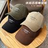 New embroidered letter baseball cap for women, wide-brim soft-top hat, pure cotton outdoor versatile baseball cap for men