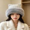 56cm To 60cm Head Circumference Fuzzy Knitted Bucket Hat Polyester Faux Fur Brim Hat  Outdoor Wear