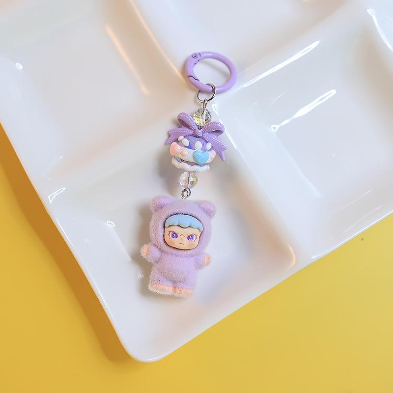 Kawaii мультфильм флокирование кукла брелок кулон для женщин девочек уникальный рюкзак украшения аксессуары маленькие подарки