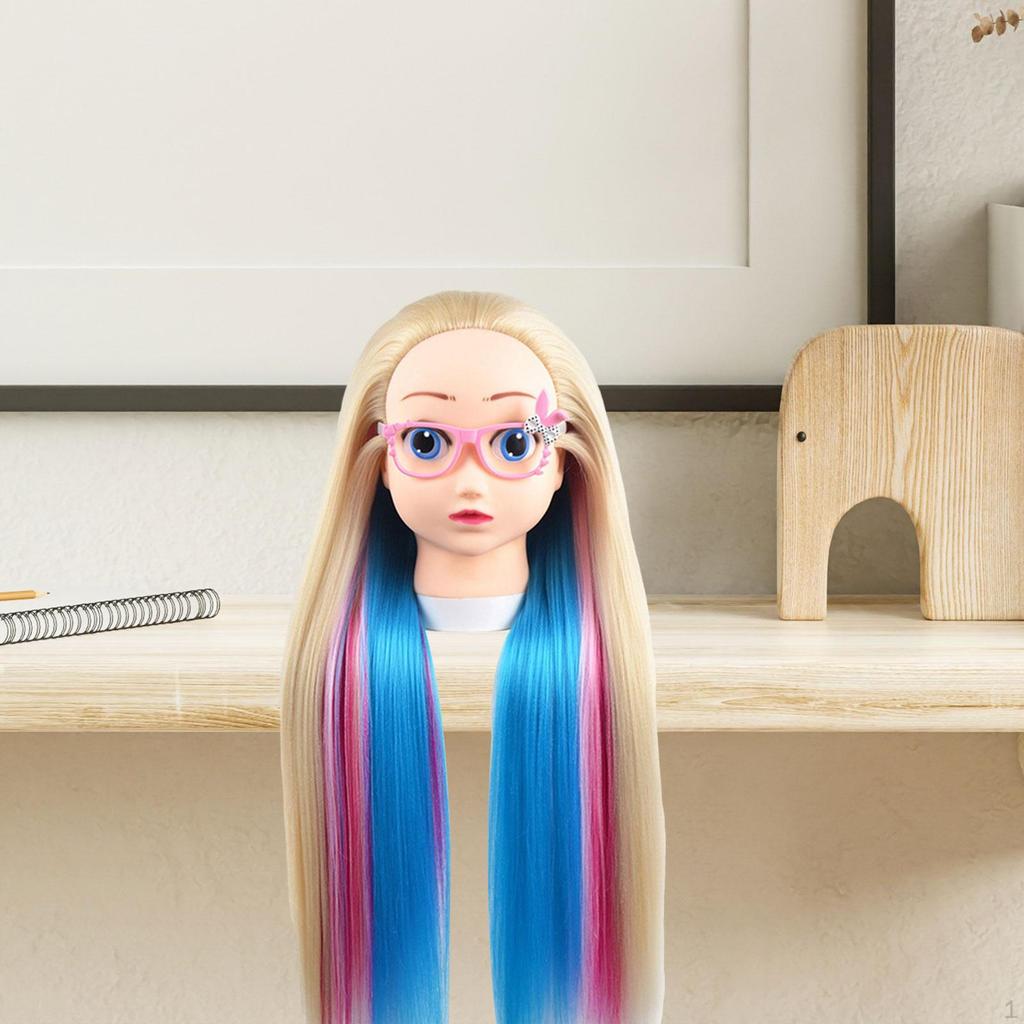 Модель головы куклы с настольной подставкой Тренировочный манекен для практики укладки волос для детей