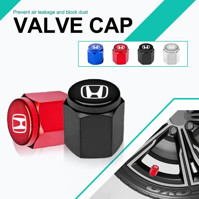 PYYG6 4pcs Metal Car Emblem Wheel Tire Valve Cap Tyre Air Cover DustProof Case For Honda Civic Accord Vezel Fit CR-V City CRZ Jazz HRV