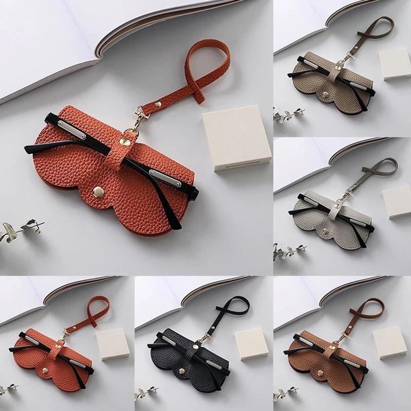 Сумка для солнцезащитных очков из ПУ, Портативный чехол для очков, Защитный чехол для солнцезащитных очков, Милая клипса для очков, Женская минималистичная сумка для очков