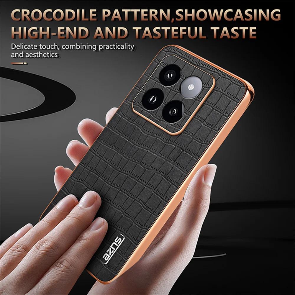 Роскошный чехол из крокодиловой кожи для телефона Xiaomi POCO X6 M6 F5 F6 Pro 4G 5G Mi 14 Ultra 13T Pro противоударный чехол с электроплатной рамкой