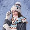 Winter Warm Hat Scarf Three-piece Set Women's Outdoor Velvet Coldproof Cap Knitted Wool Cap