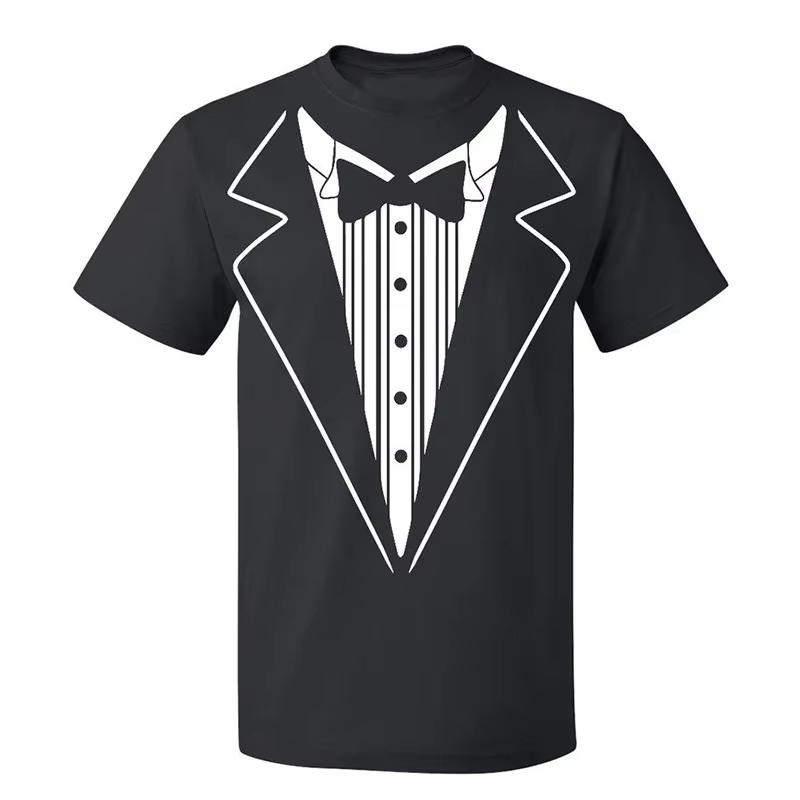Unisexs Black Funny Tuxedo TShirt Print Funny TShirt Tee Shirt Homme Unisex Top Short Sleeve ONeck Party Unisexs Street Tshirts