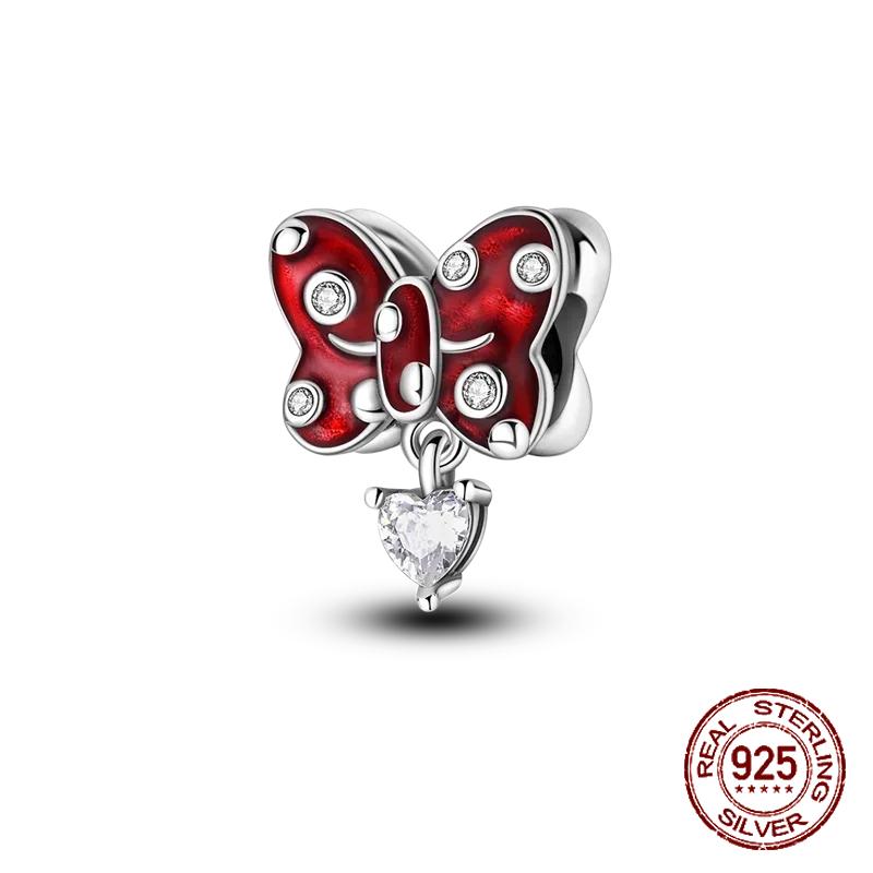 Шармы Бусины Серии Красного Цвета Медь Кровь Сердце Любовь Машина Клубника Фрукты Подвеска Подходят Оригинальному Браслету-Бэнглу DIY Ювелирные Изделия