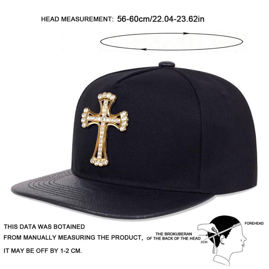 Metal Cross Leather Brim Hip Hop Hat Men and Women Baseball Cap Fashionable Flat Top Caps Casual Hats