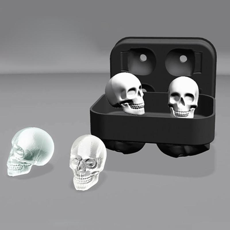 Силиконовая 3D форма для кубиков льда с черепом, коктейли, виски, форма для льда, лоток для коктейлей