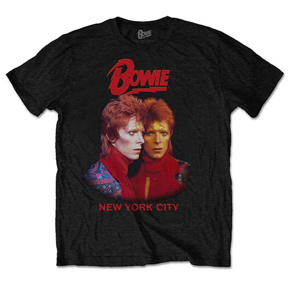 Men's David Bowie New York City (Back Print) Slim Fit T-shirt Large Black