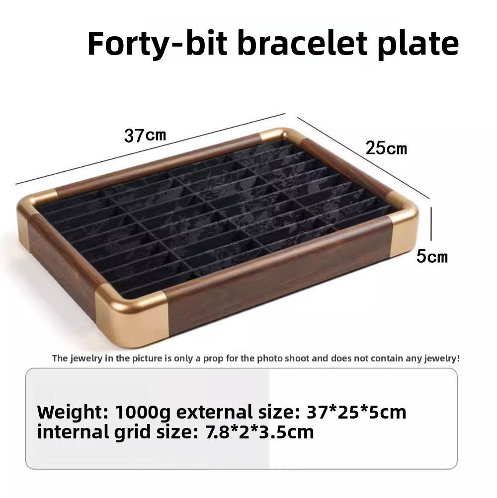Rounded-edge Jacquard Storage Tray with Wood Texture, Viewing Plate for Jadeite, Gems and Assorted Ornaments