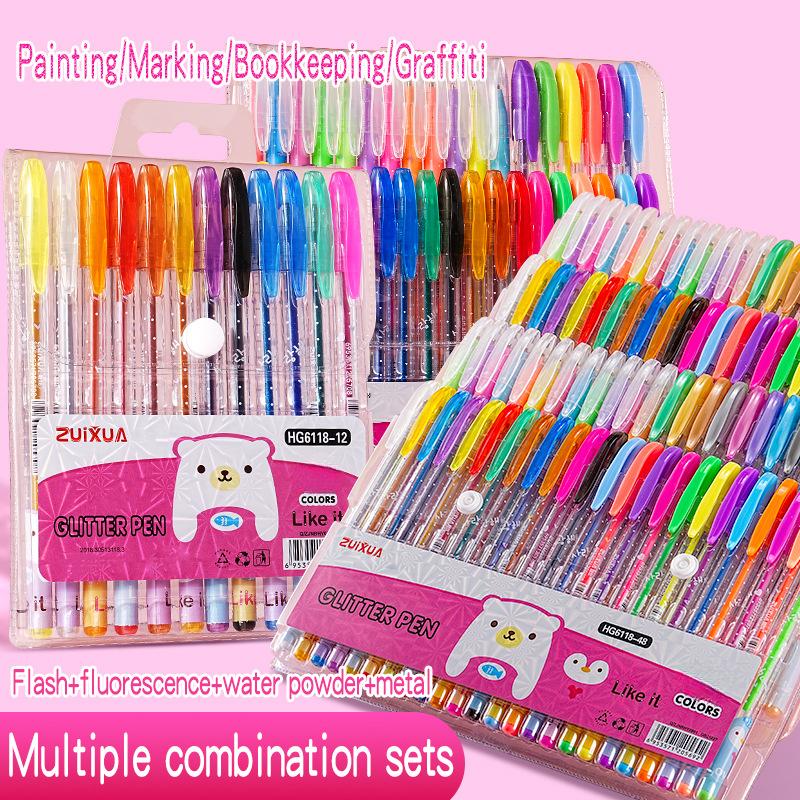 24 шт. Металлические блестящие цветные ручки, 24 акварельных маркера. Тонкопишущие ручки, подходящие для рисования и скетчинга, идеально подходят для DIY фотоальбомов, черных карточек