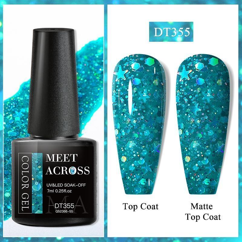 MEET ACROSS Блестящий гель-лак для ногтей, популярный телесный, розовый, красный, синий, блестящий гель-лак, красочный гель для начинающих, маникюр, салон дизайна ногтей