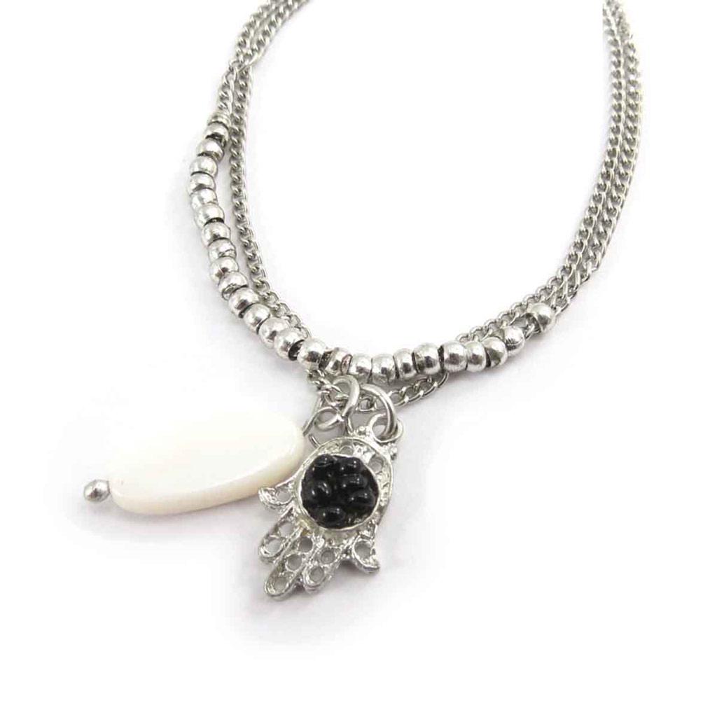 Les Trésors De Lily [J8918] - Необычный браслет «Килиманджаро» фатма черный белый