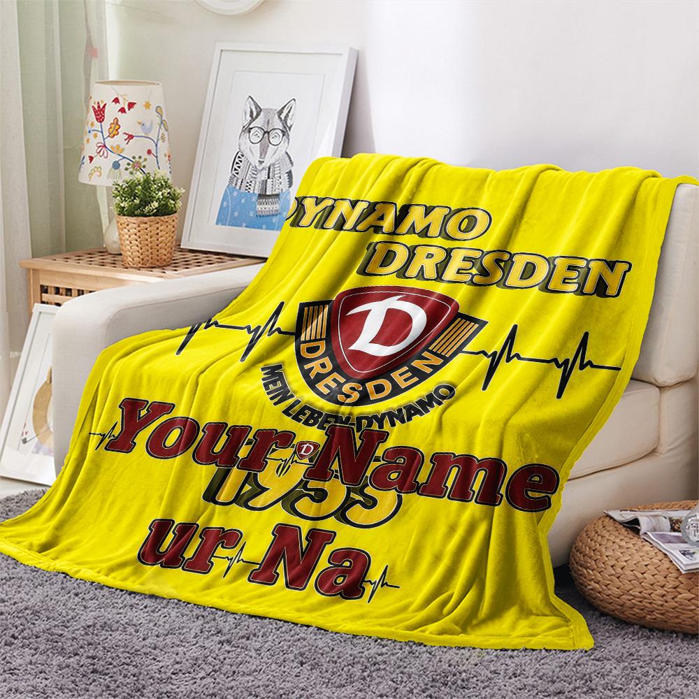 1PC Dynamo Dresden Custom Name Patterned Flannel Blanket Suitable For All Seasons For Home Decor Warmth And Comfort Gifts Holiday Present