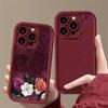 Чехол для телефона с цветочным принтом винно-красного цвета для iPhone 17 16 15 14 Plus 13 12 11 Pro Max XS XR X 17 Air 16E Мягкий силиконовый чехол