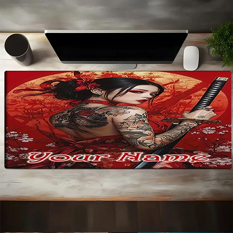 1PC Custom Name Samurai Beauty Mouse pad, keyboard and mouse desk pad, for computer notebook  Birthday Gift For Any Room Or Office