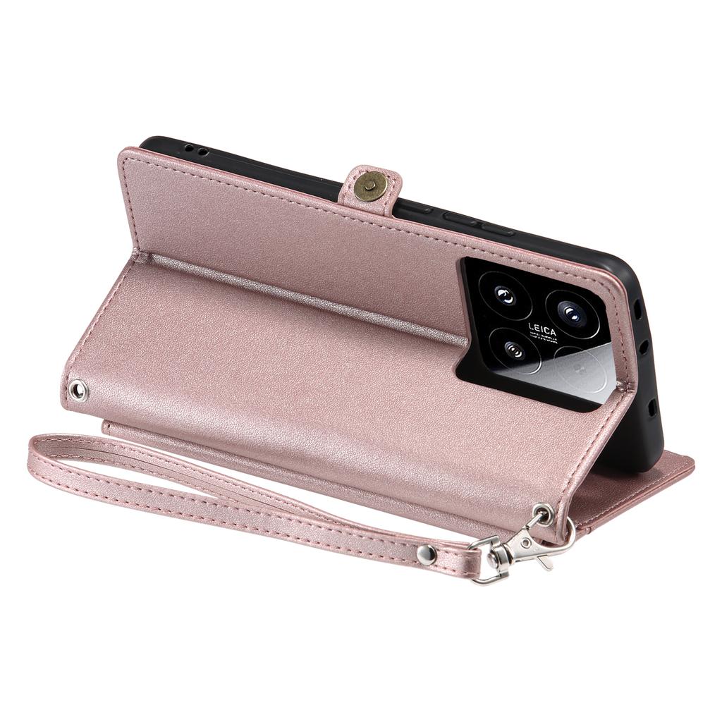 For Xiaomi 15 Leather Case Wallet Stand Phone Cover with Straps