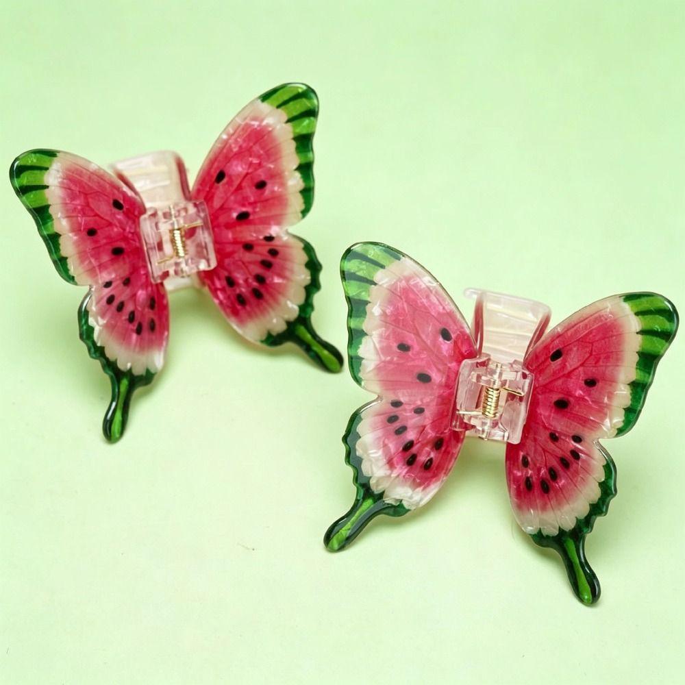 Animals Butterfly Hair Claw Cartoon Plastic Shark Clip Watermelon-Patterned Hair Clip Summer