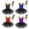 Girls Halloween Circus Ringmaster Costume Dancewear Set Steampunk Mini Top Hat Fascinator Performance Costume