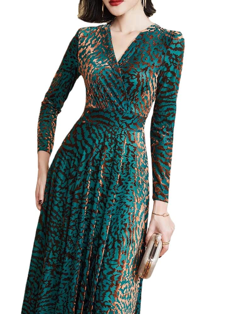 Зеленая бархатная ткань с леопардовым принтом, африканское кружево, стрейчевая парча, ткань спандекс для платьев, одежда для DIY, 1 м * 1,5 м