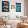 Boho Tigers Wall Art Preppy Room Decor Trendy Poster Navy Blue Orange Prints College Dorm Decor Canvas Painting Pictures