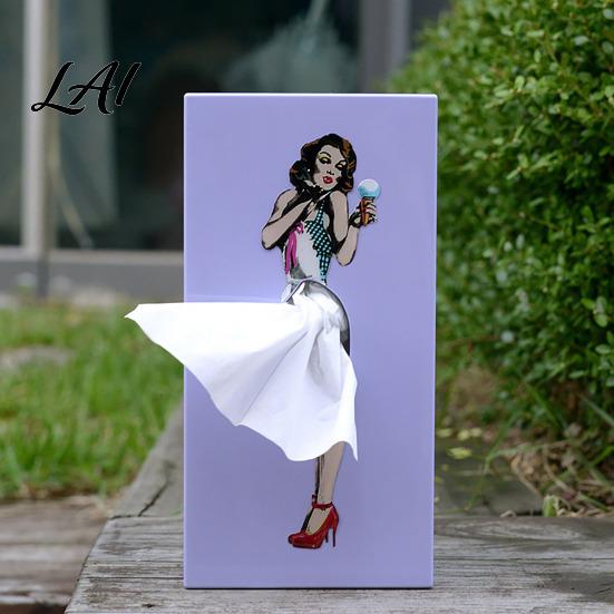 Stylish Tissue Storage Box Holder Creative Lady Flying Skirt Design Easy Access