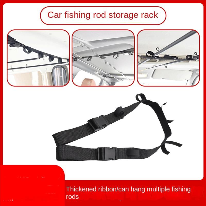 Authentic Vehicle Fishing Rod Holder Nylon Strap Adjustable Car Roof Belt Fishing Pole Rack Heavy Duty For Cars, Wagons, 4 Pcs