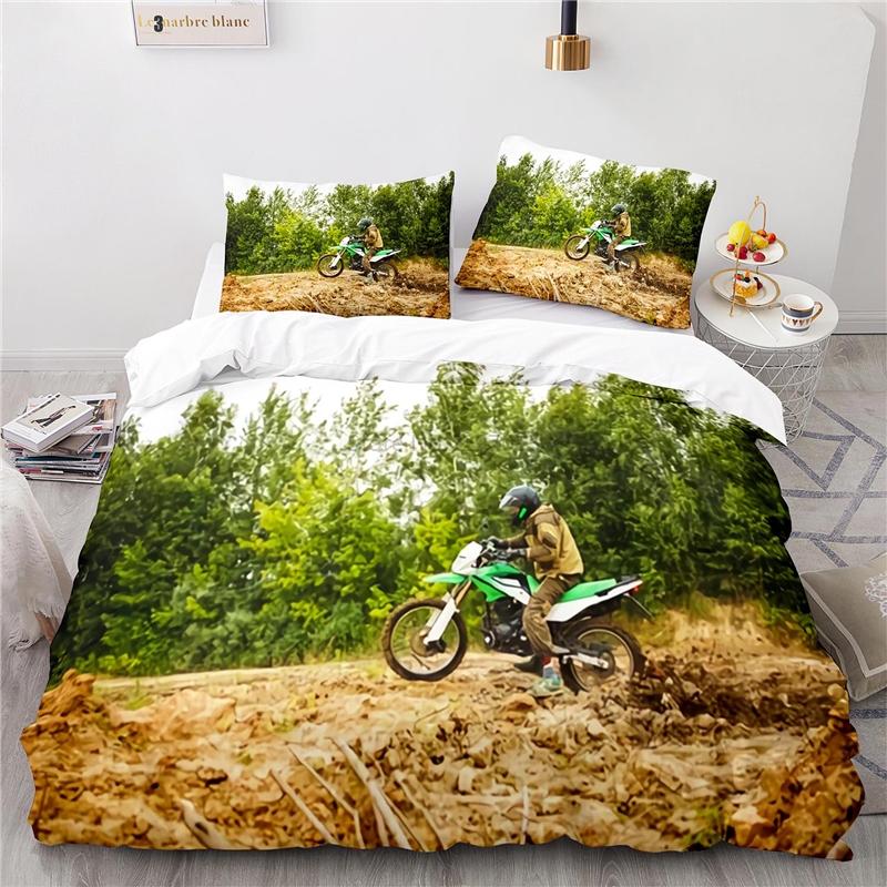 Stunt Off-road Motorcycle 3d Printed Bedding Set Duvet Cover Set with Pillowcase Twin Full Queen King Size Bedclothes Bed Linen