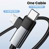 ESSAGER 2m 65W Aluminum Alloy Data Cable 2 in 1 Type-C to Type-C+M Micro Fast Charging Cable
