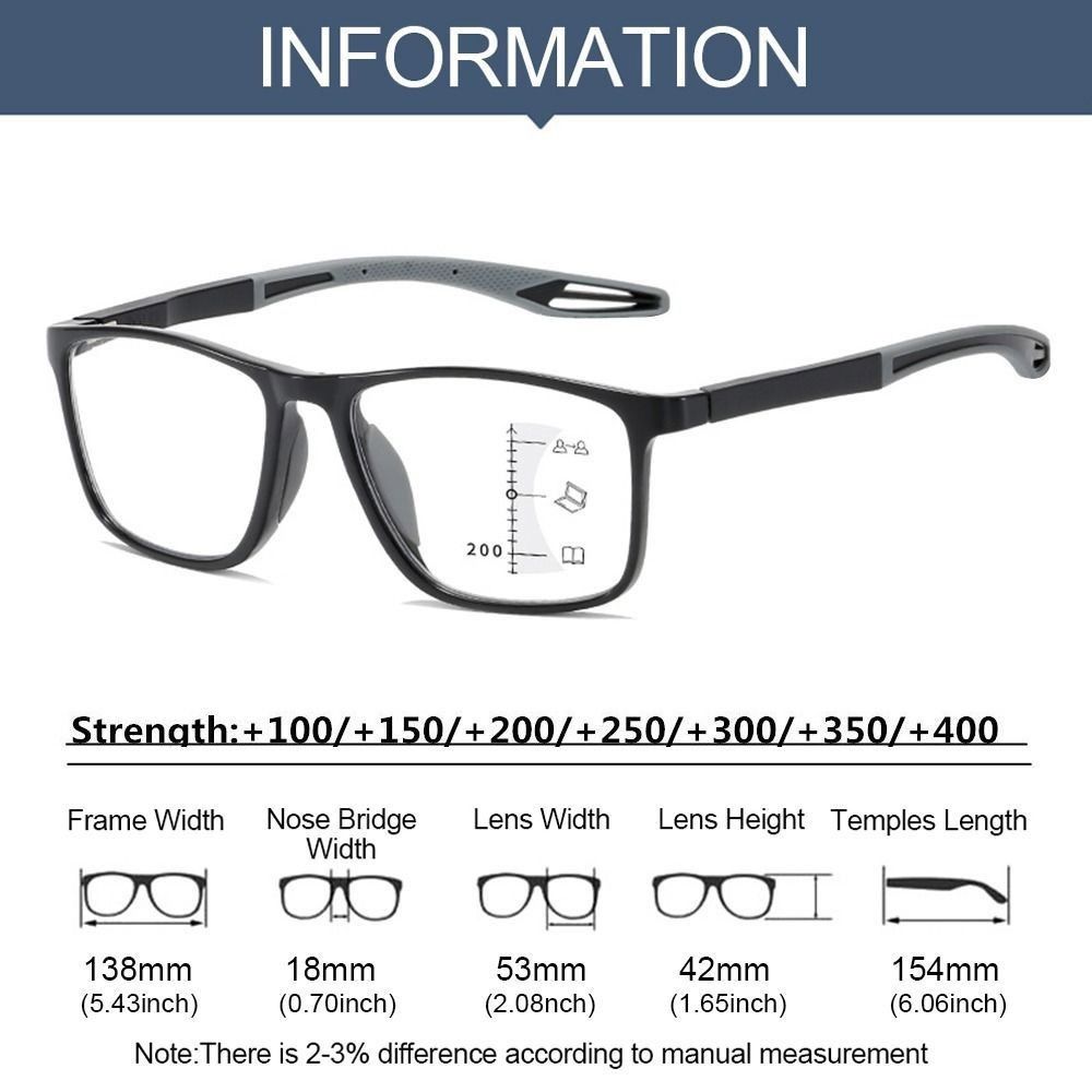 Multifocal Simple Ultra Light Glasses Presbyopic Eyewear Sports Reading Glasses Anti-Blue Light