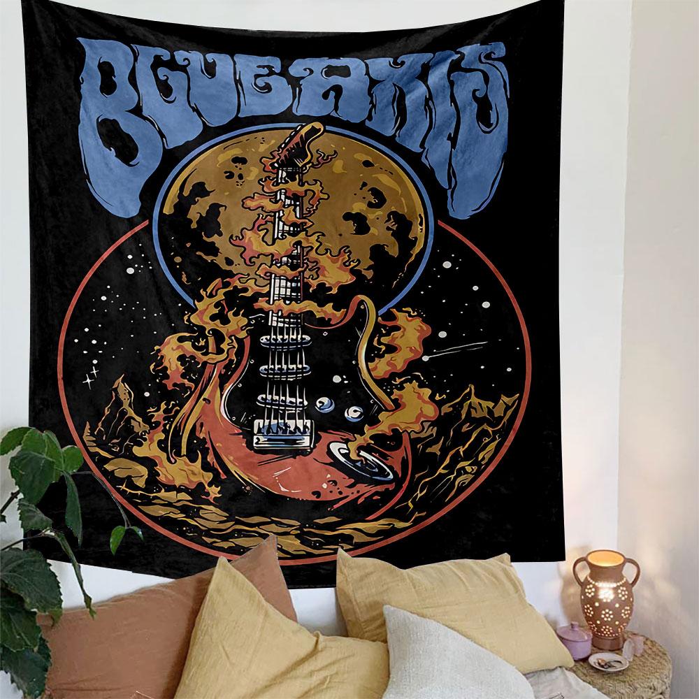 Rock Guitar Tapestry Wall Hanging, Metal Music Art, Wall Decor for Bedroom Living Room Dorm