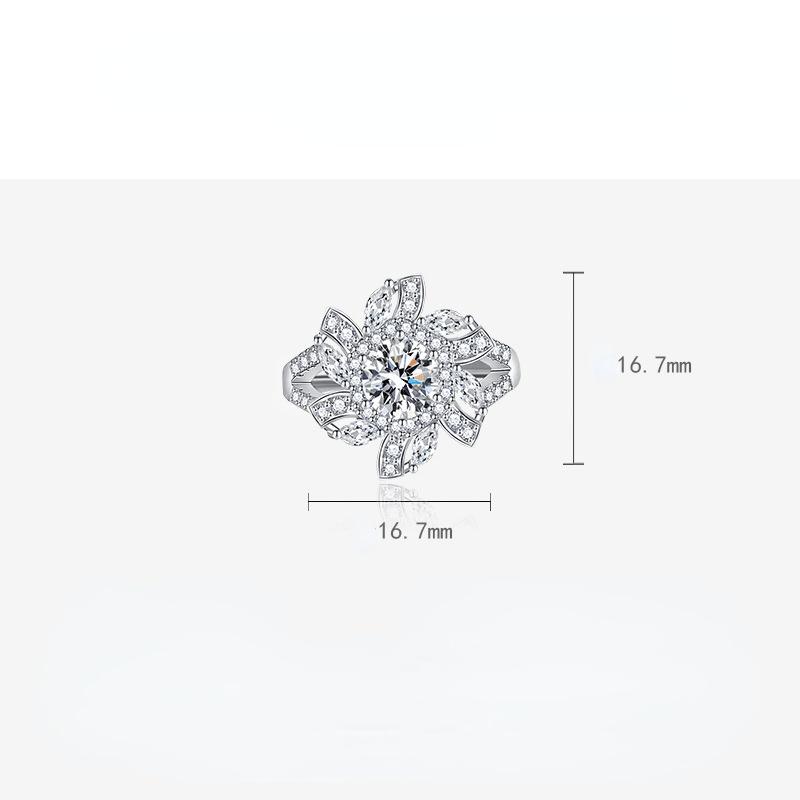 BELLA BOX Classic Flower Opening Resizable Rings For Women Zircon Engagement Party Fine Jewelry Gift