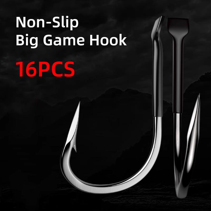 16pcs Anti-dropping Giant Hook Offset Barbed Hook for Black Carp Fishing Angled Point Design with Anti-Slip Barb Anchor Hook Bold Bulk Fishing Hook