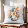 Cute Easter Bunny Cushion Cover Natural Linen Organic Fabric DoubleSided Printing Couch Pillow Covers Home Decor